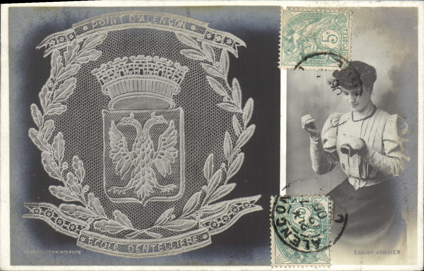 CPA Folklore Dentelle Ecole Dentelliere Point d'Alencon