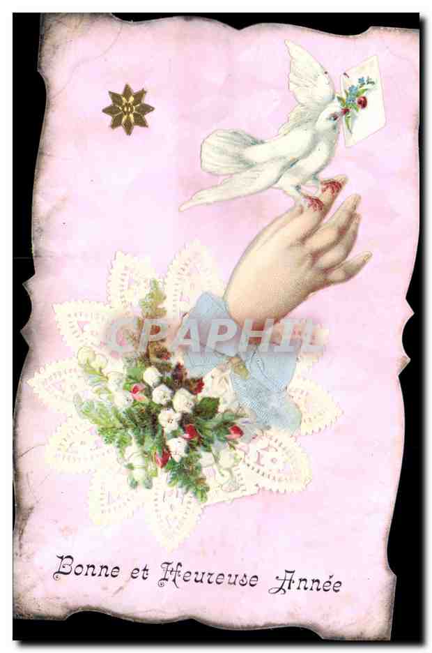 CPA Fantaisie Main Fleurs Colombe