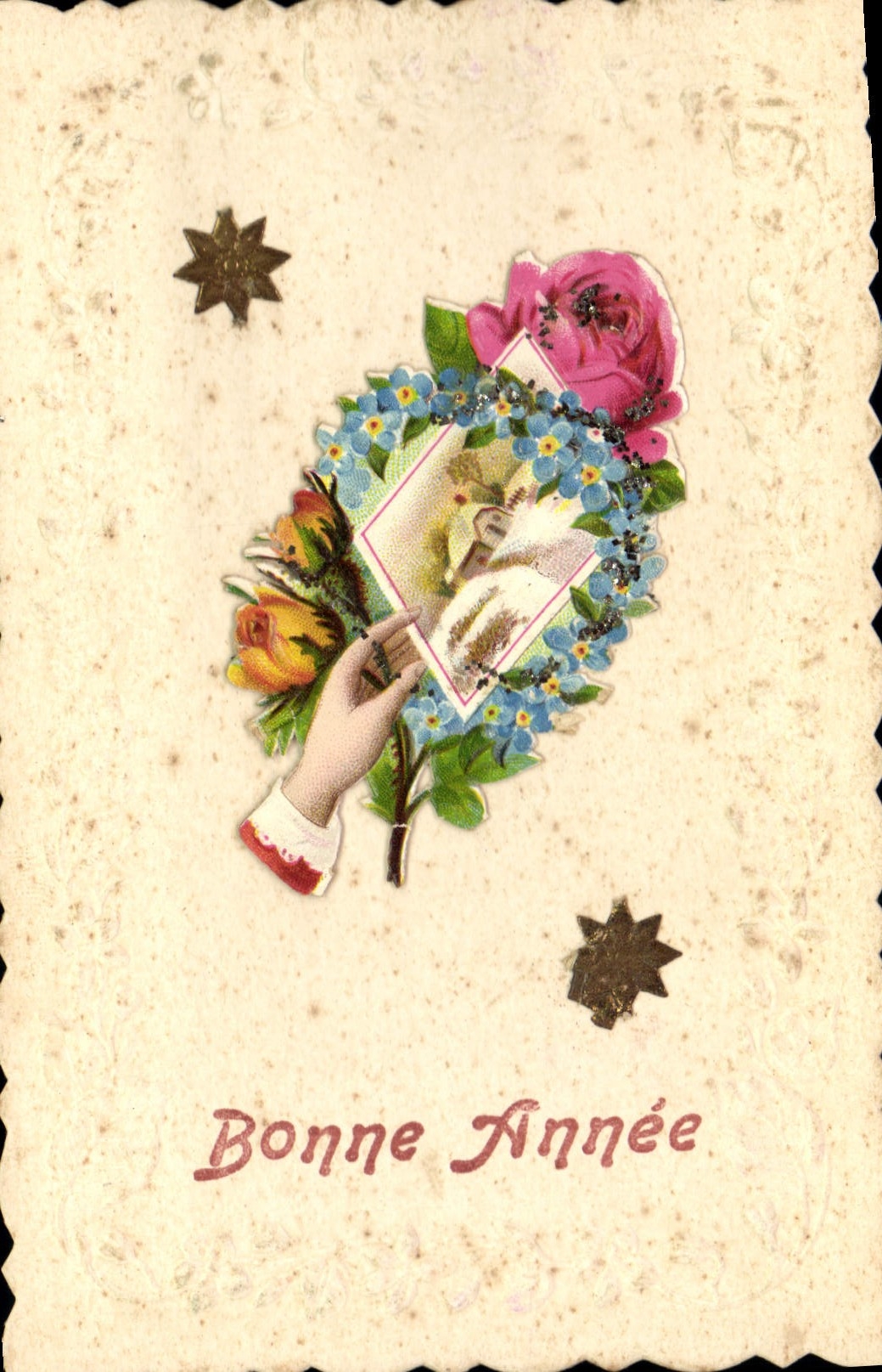 CPA Fantaisie Main Fleurs 
