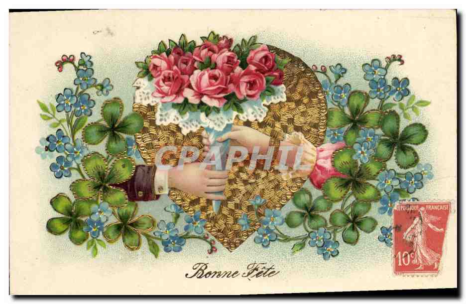 CPA Fantaisie Main Fleurs 