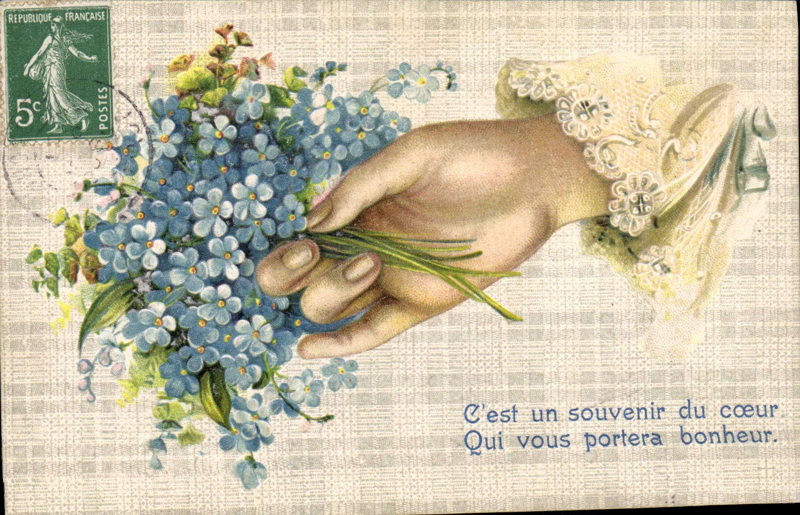 CPA Fantaisie Main Fleurs 
