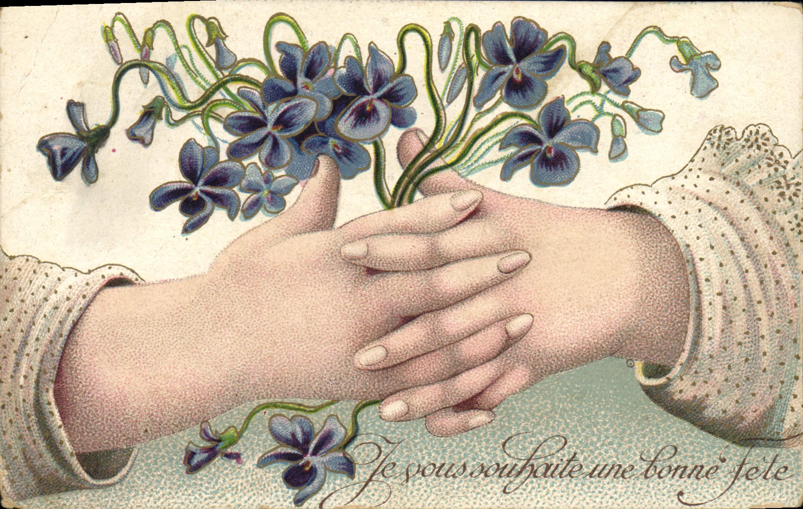 CPA Fantaisie Main Fleurs 