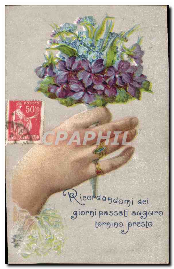 CPA Fantaisie Main Fleurs 
