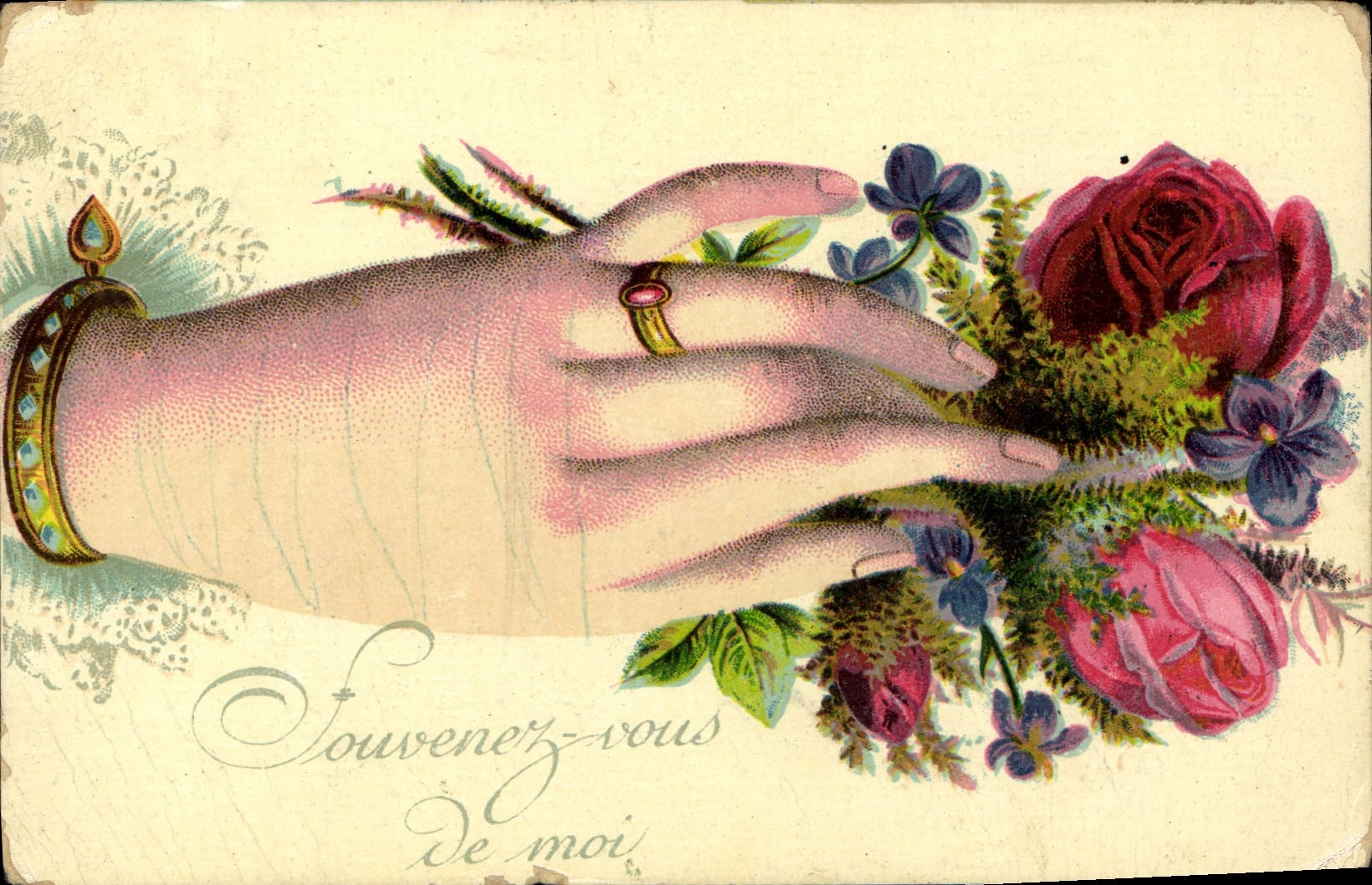 CPA Fantaisie Main Fleurs 