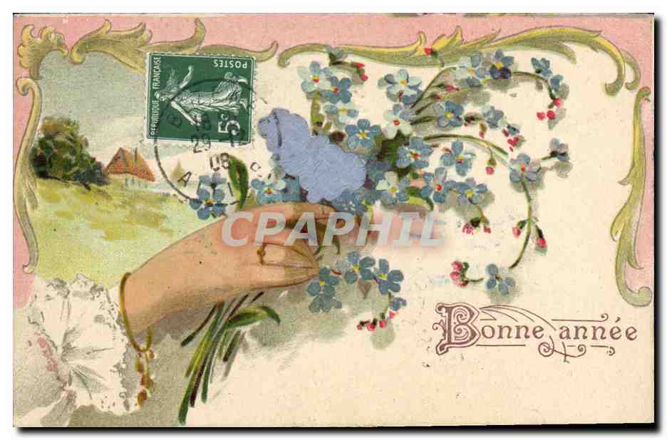 CPA Fantaisie Main Fleurs 