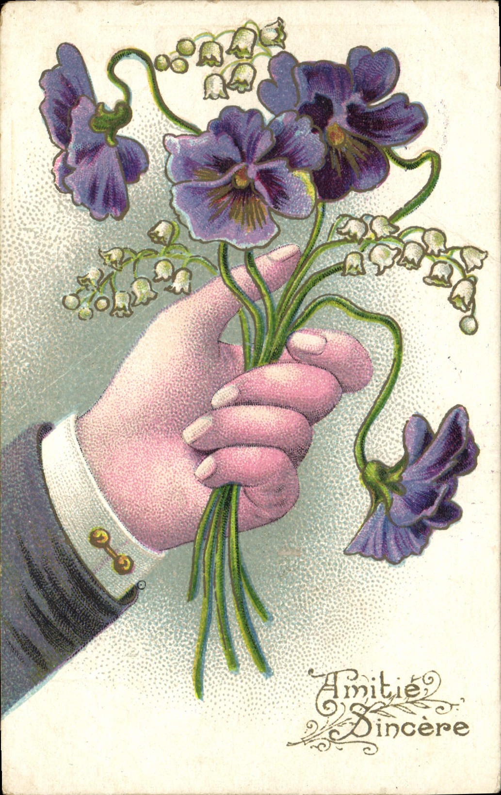 CPA Fantaisie Main Fleurs 