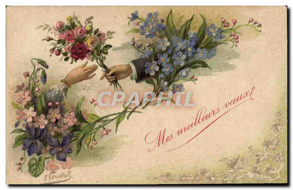 CPA Fantaisie Main Fleurs 