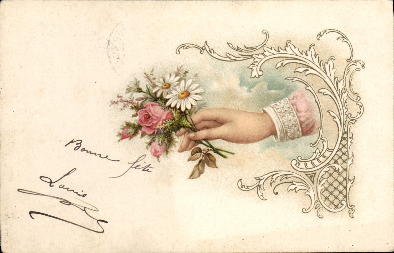 CPA Fantaisie Main Fleurs 