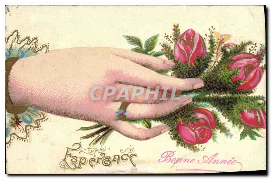 CPA Fantaisie Main Fleurs 