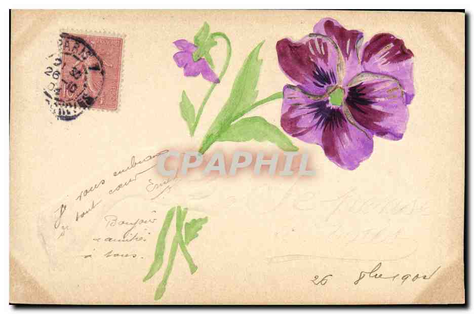 Violette — dessin à l'aquarelle — éditeur inconnu, n° de série non visible
