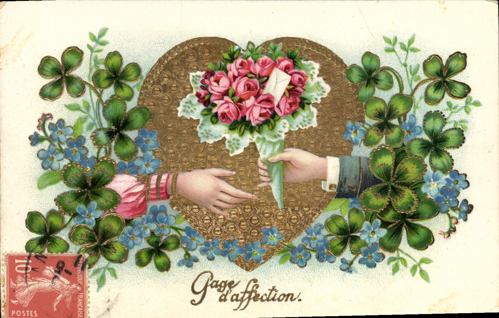 CPA Fantaisie Main Fleurs 