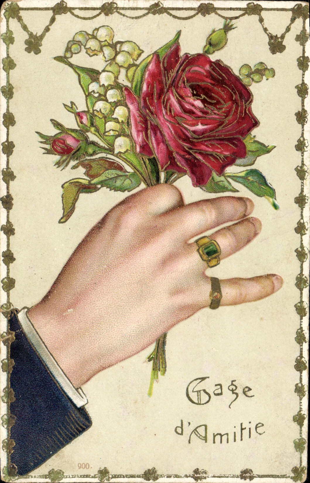 CPA Fantaisie Main Fleurs 