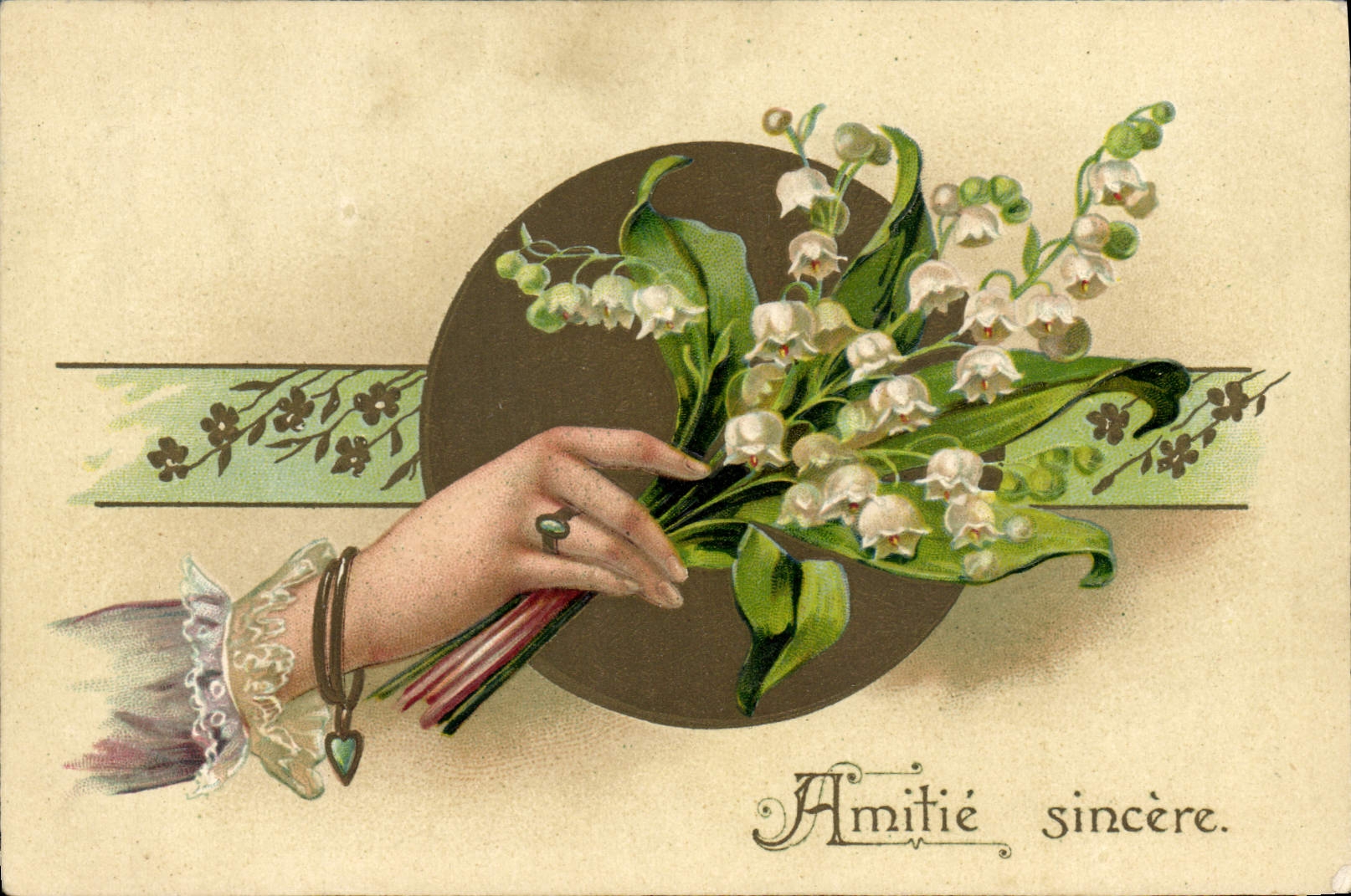 CPA Fantaisie Main Fleurs Muguet