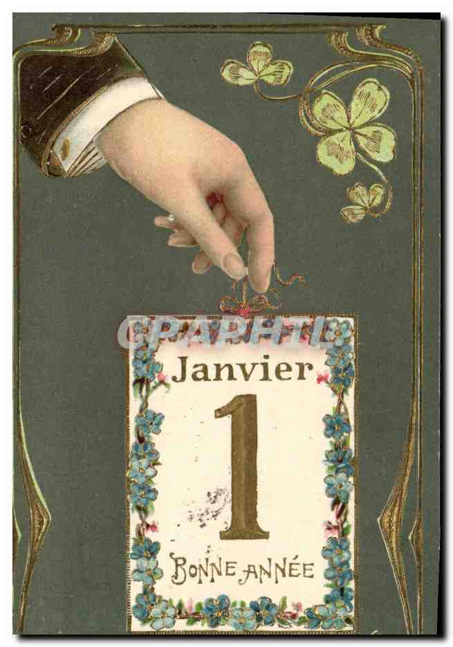 Main offrant un calendrier de Janvier 1 — Bonne Année — Graphite