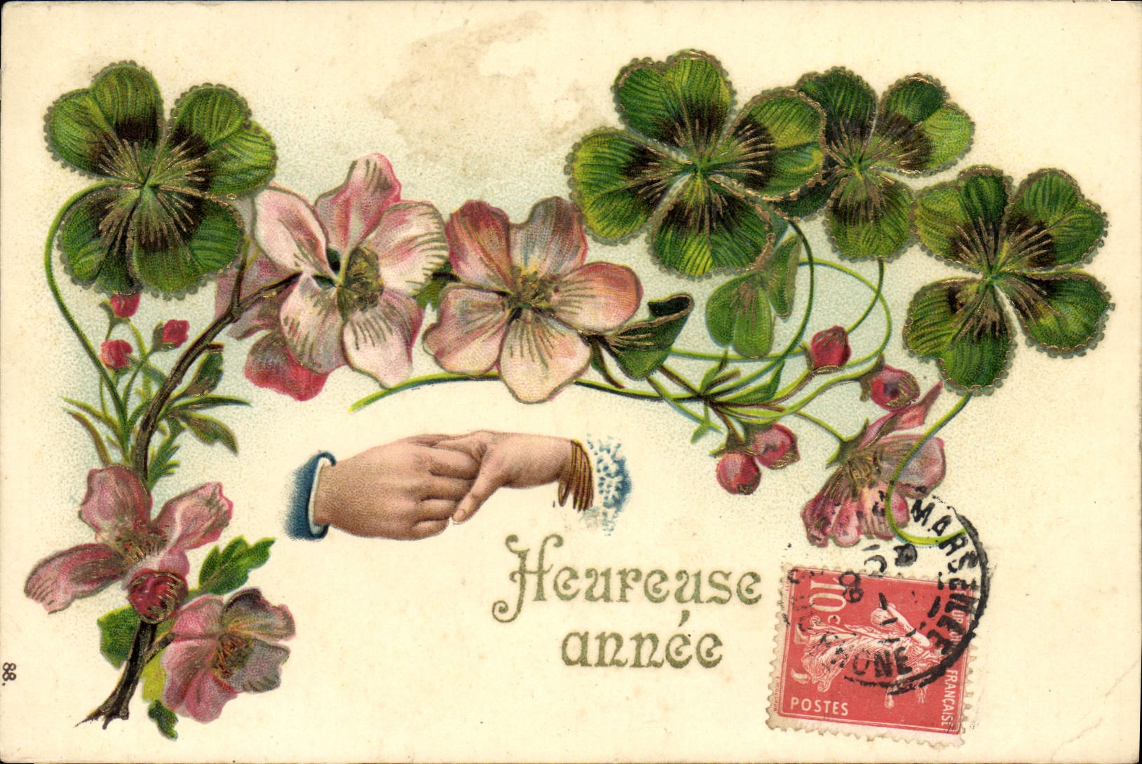 CPA Fantaisie Main Fleurs 