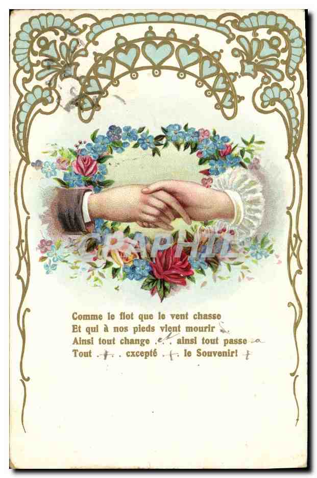CPA Fantaisie Main Fleurs 
