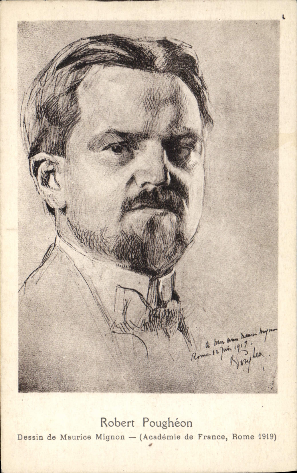 Robert Poughéon — Portrait — Dessin de Maurice Mignon — (Académie de France, Rome 1919)