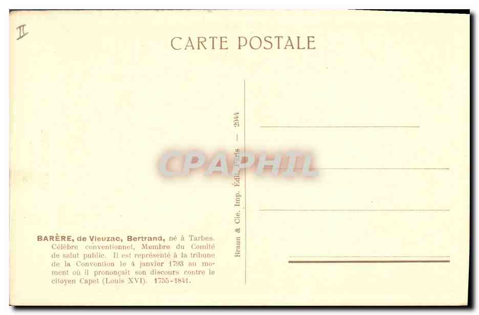 CPA Barere 1755 1841  — Rückseite
