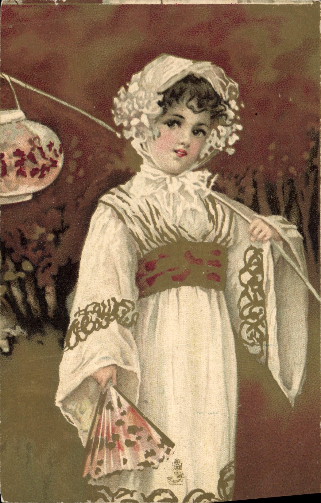 CPA Fantaisie Femme Eventail