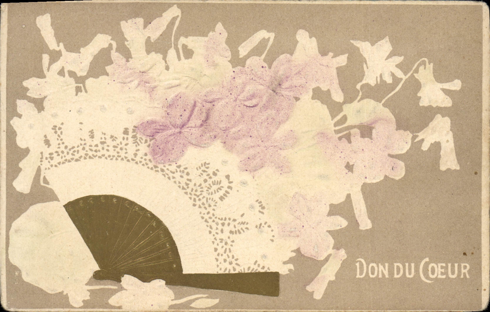 CPA Fantaisie Fleurs Eventail 