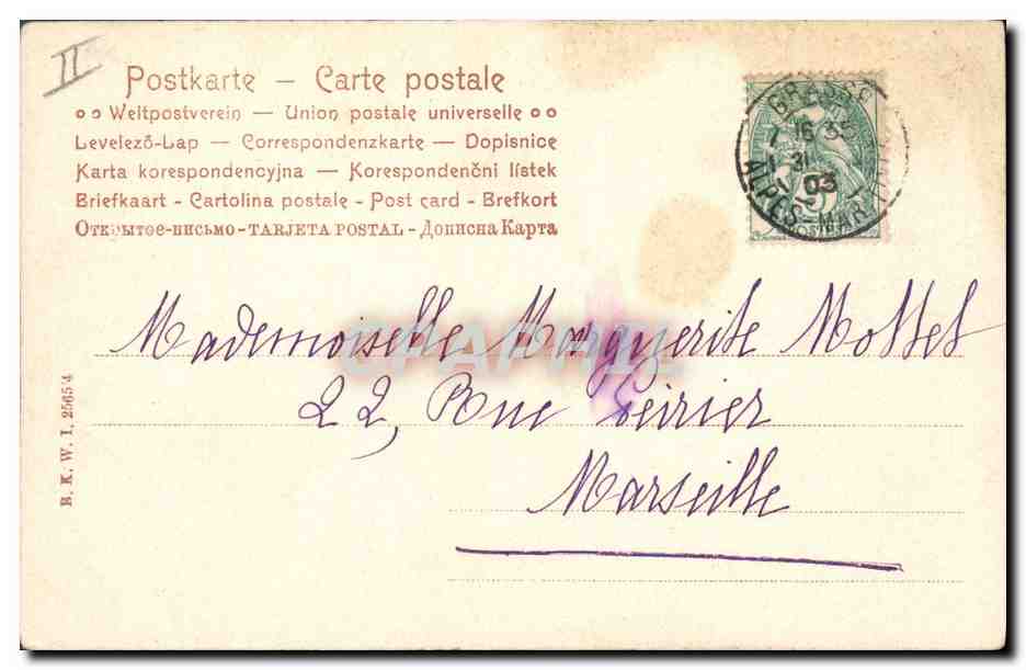 CPA Fantaisie Fleurs Annee 1904 — Verso