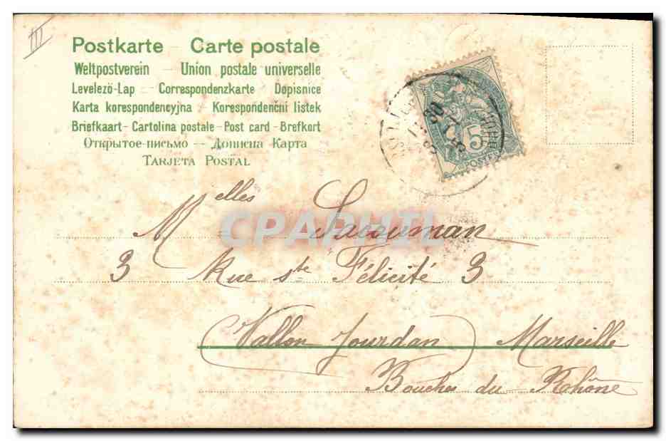 CPA Fantaisie Fleurs Annee 1905 Fer a cheval Trefles — Verso