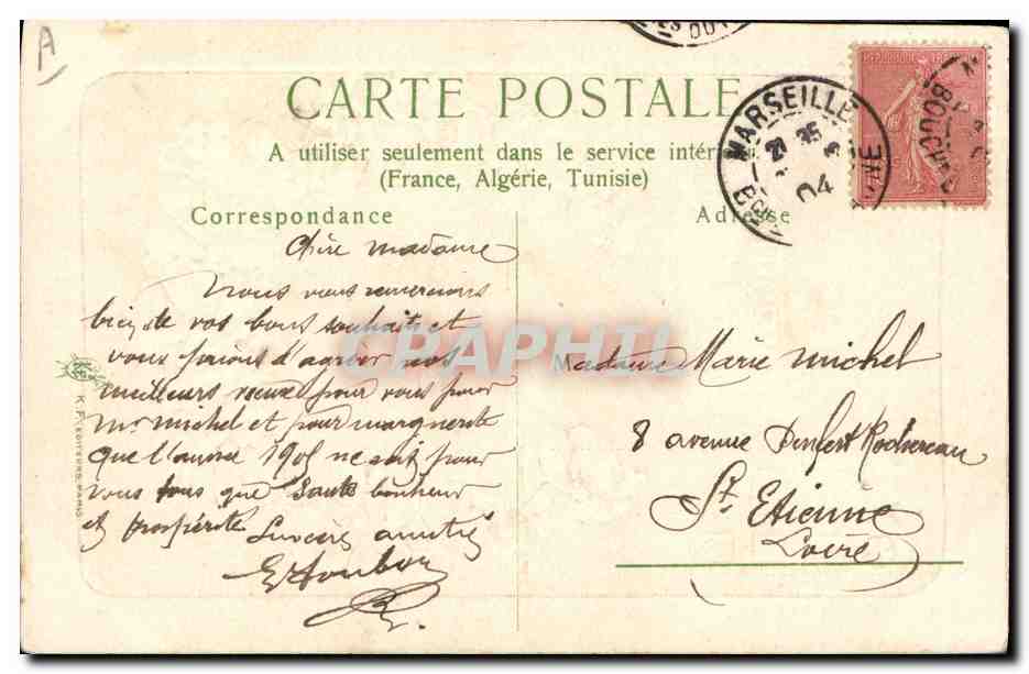 CPA Fantaisie Fleurs Annee 1905 — Verso
