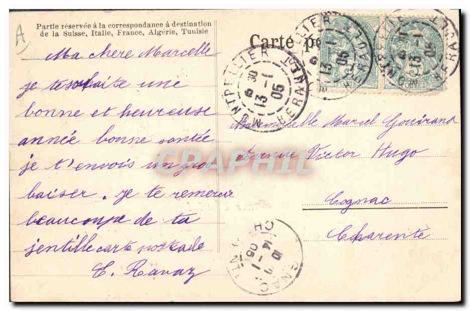 Auguri per l'anno 1905 — quattro ritratti di ragazze nei numeri — editore non visibile — Verso