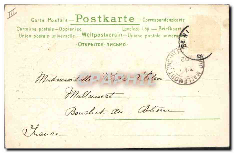 CPA Fantaisie Fleurs Annee 1902 Horloge — Verso