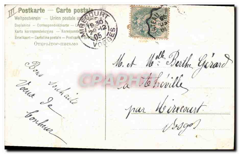 CPA Fantaisie Fleurs Annee 1906 Trefles — Verso