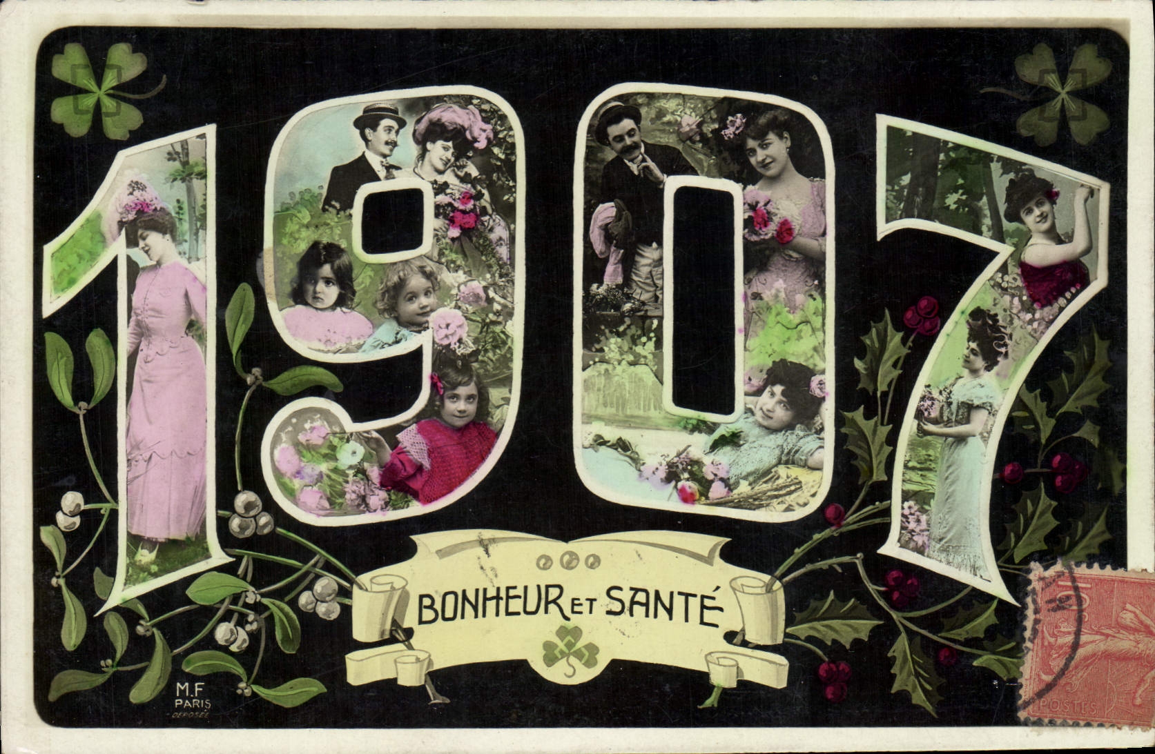 CPA Fantaisie Fleurs Annee 1907 Femme Enfants
