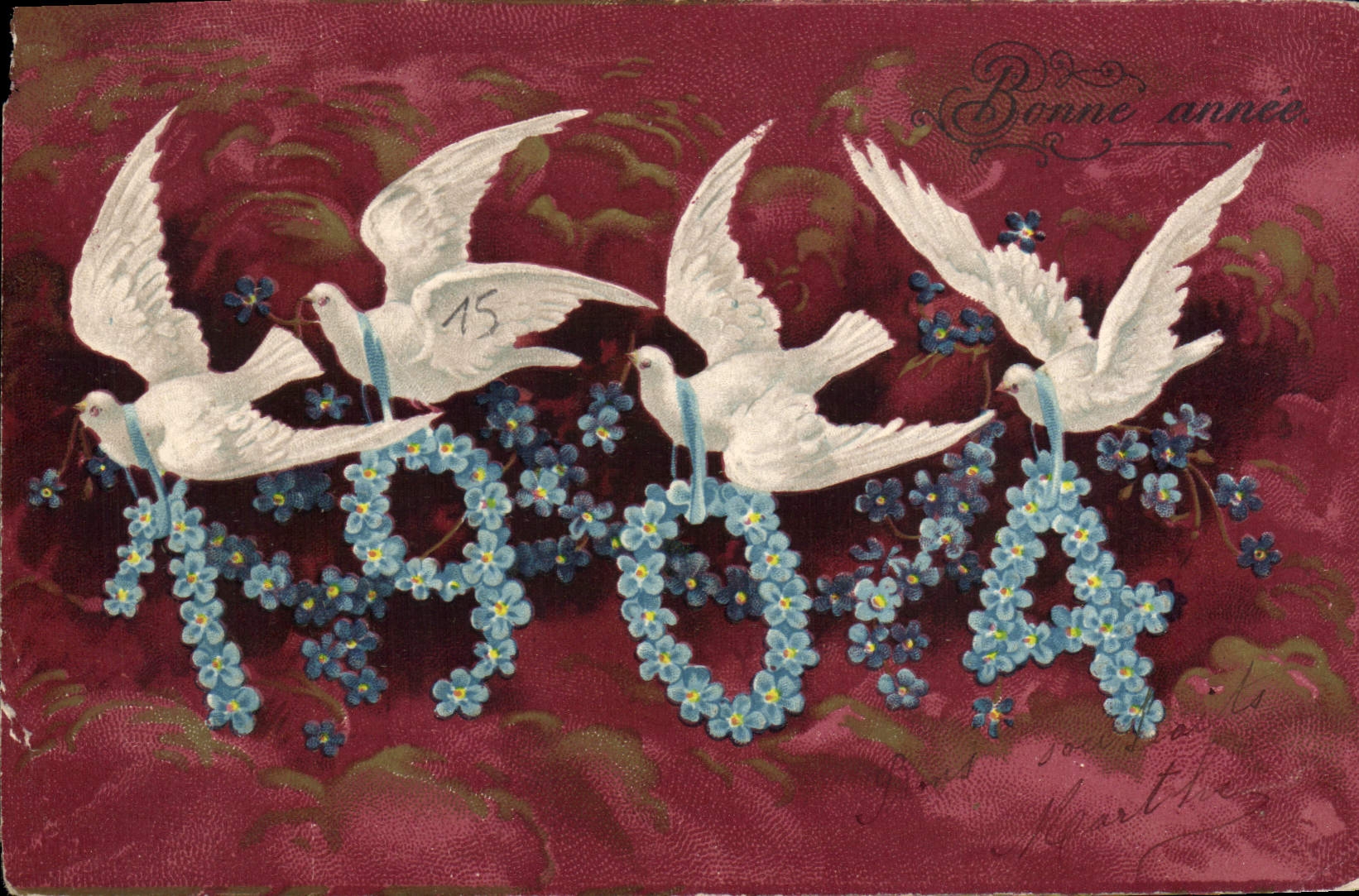 CPA Fantaisie Fleurs Annee 1904 Colombe