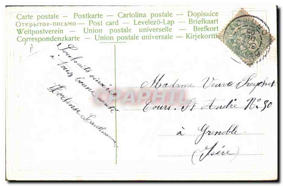 CPA Fantaisie Fleurs Annee 1906 — Verso