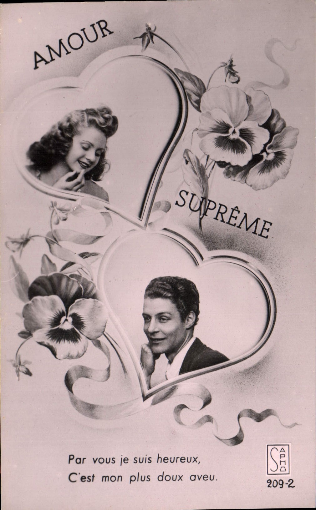CPA Fantaisie Fleurs Femme Coeur 