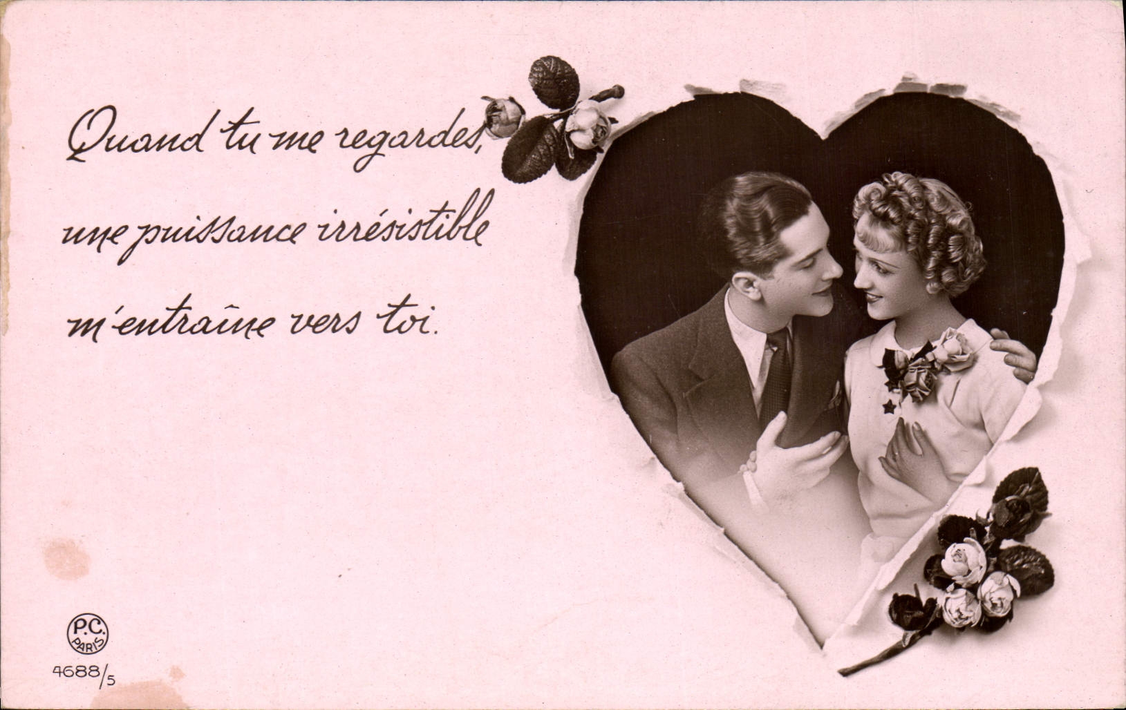 CPA Fantaisie Fleurs Femme Coeur 