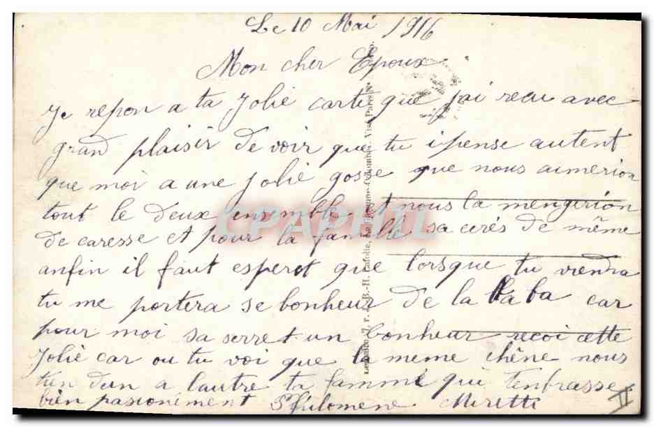 CPA Fantaisie Fleurs Femme Coeur Soldat Militaria — Rückseite