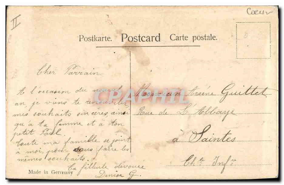 CPA Fantaisie Fleurs Coeur  — Verso