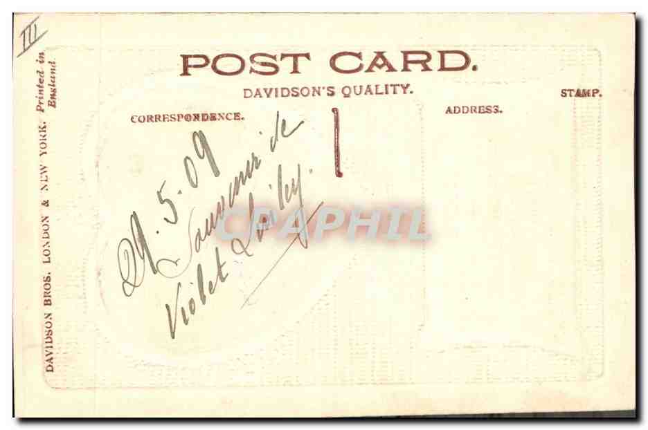 Jeune femme — portrait dans un cadre cœur — Davidsons Quality — Verso