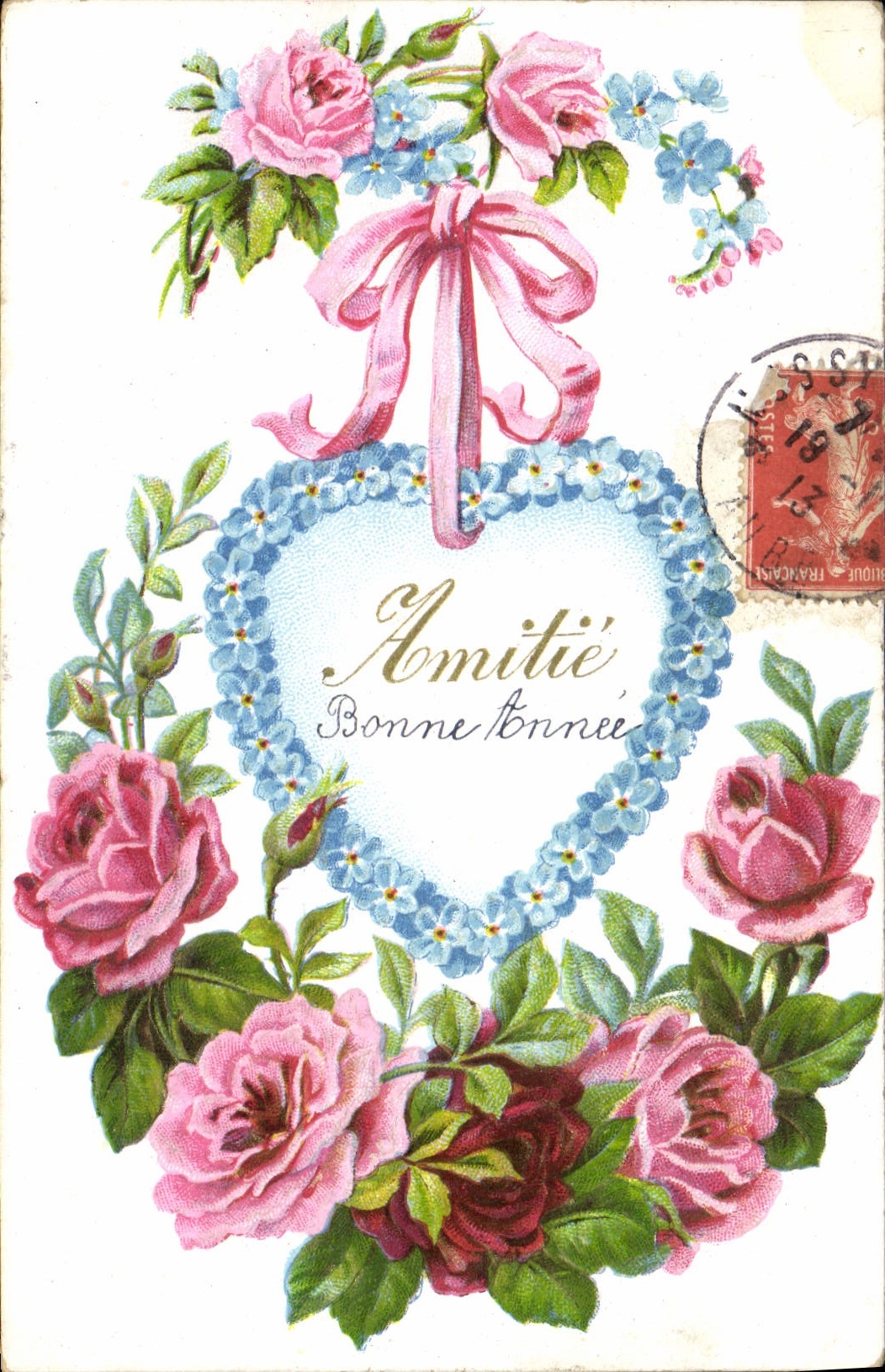 CPA Fantaisie Fleurs Coeur 