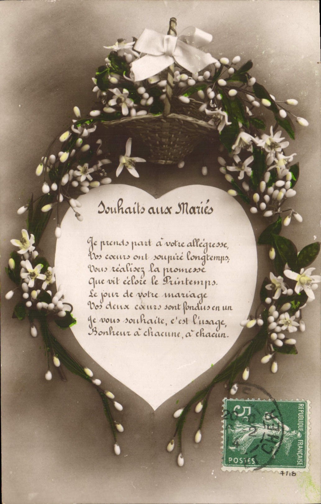 CPA Fantaisie Fleurs Coeur 
