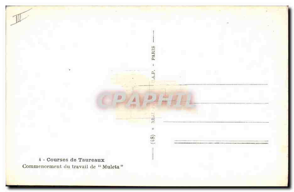 CPA Corrida Course de taureaux Commencement du travail de Muleta  — Rückseite