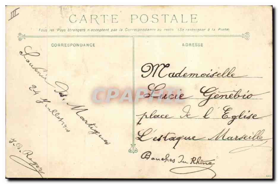 Croiseur Voltaire — Marine Militaire Française — éditeur Marius Bar, Toulon — Verso