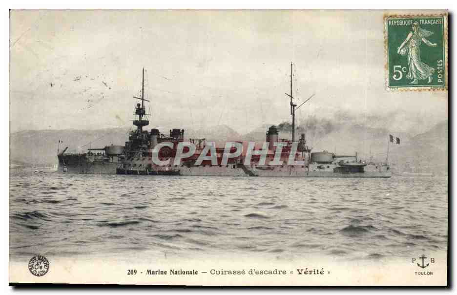 CPA Bateau de Guerre Cuirasse d'escadre Verite 