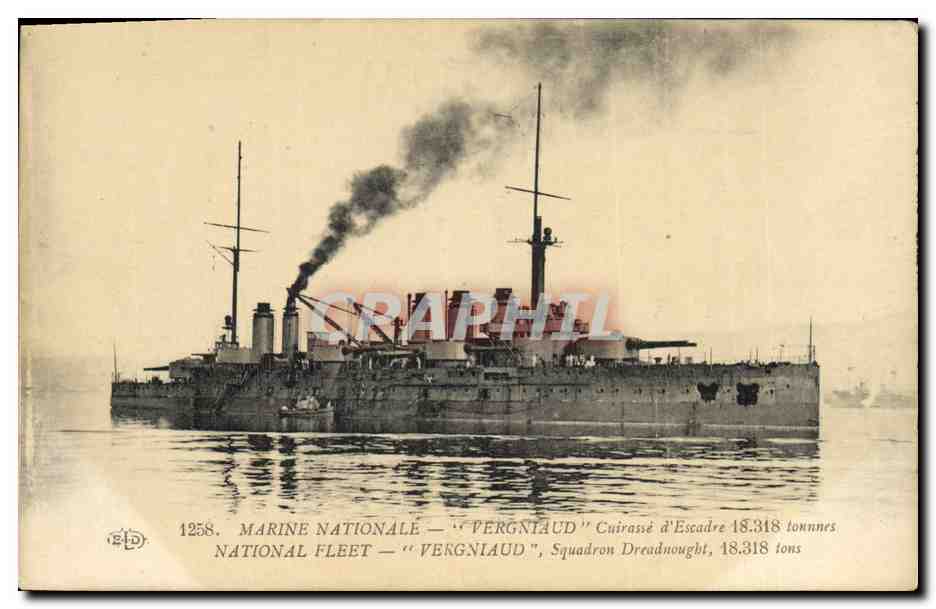 CPA Bateau de Guerre Vergniaud Cuirasse d'escadre 