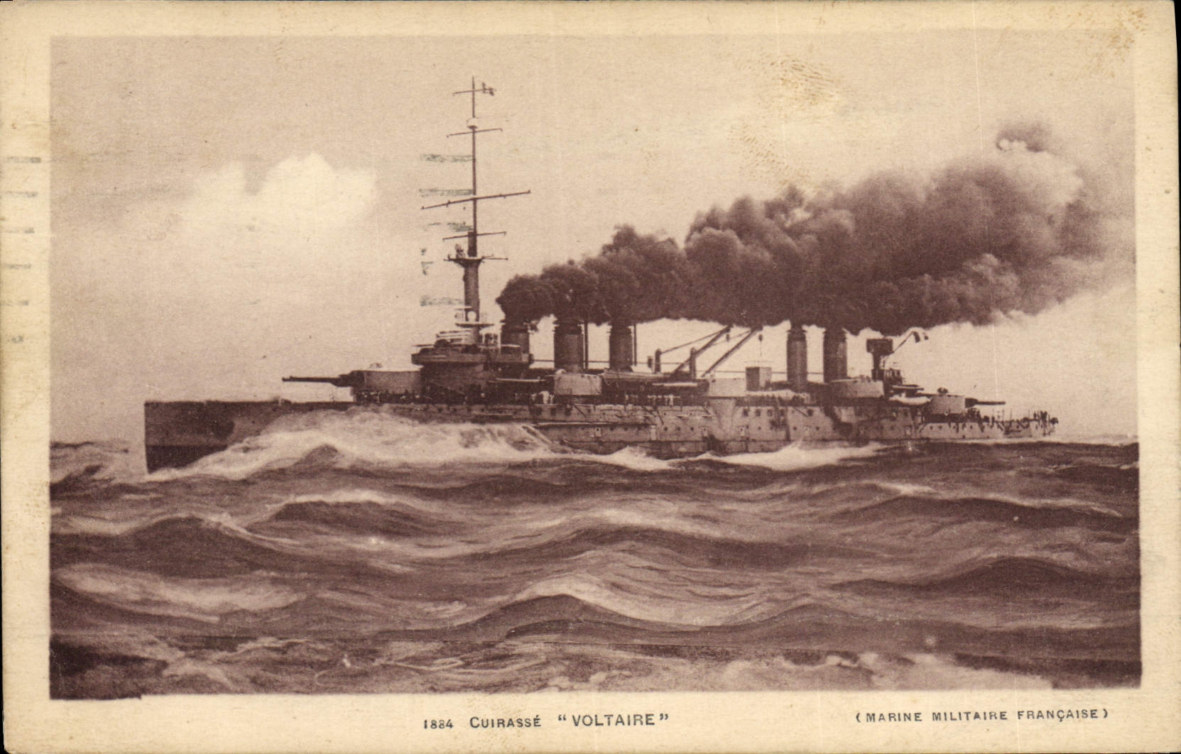 CPA Bateau de Guerre Cuirasse Voltaire 