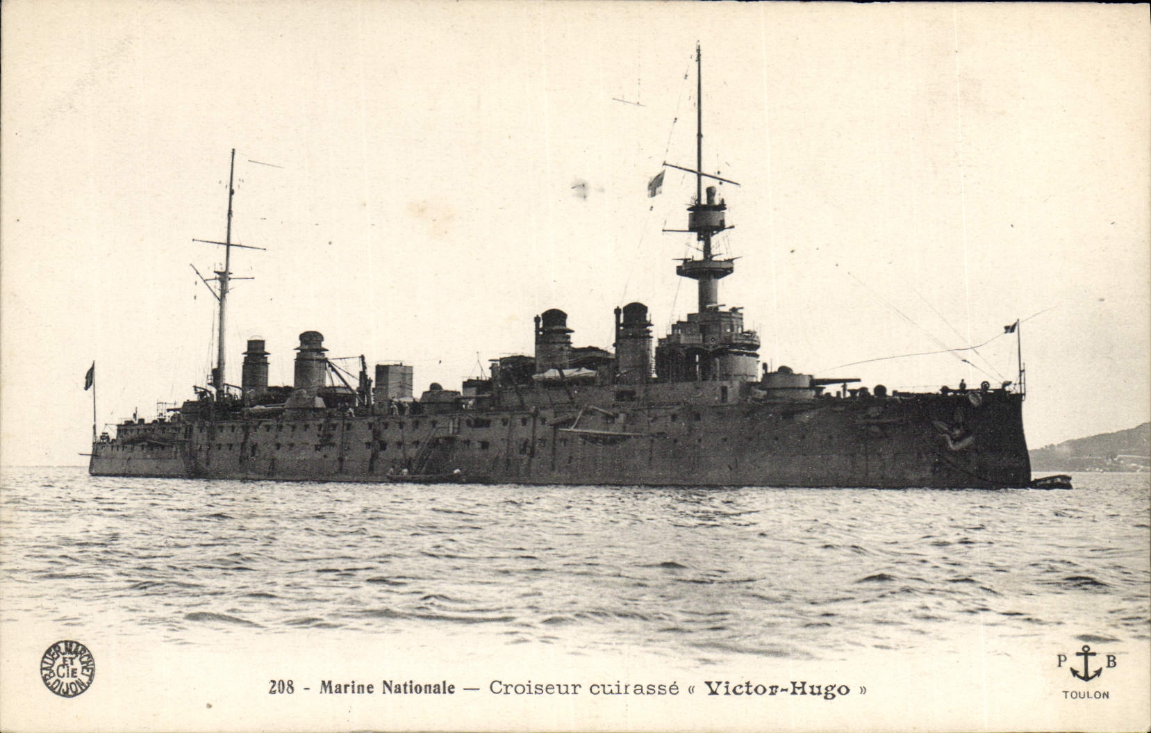 Croiseur cuirassé « Victor-Hugo » — Marine Nationale — éditeur P. B. TOULON, n° 208