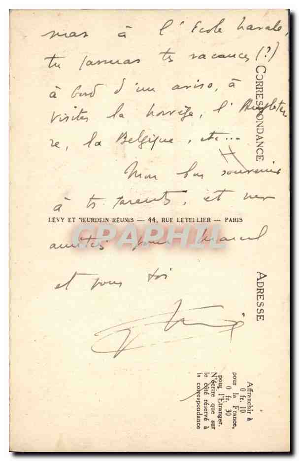 Le Voltaire — Croiseur Cuirassé — Marine de Guerre — Verso