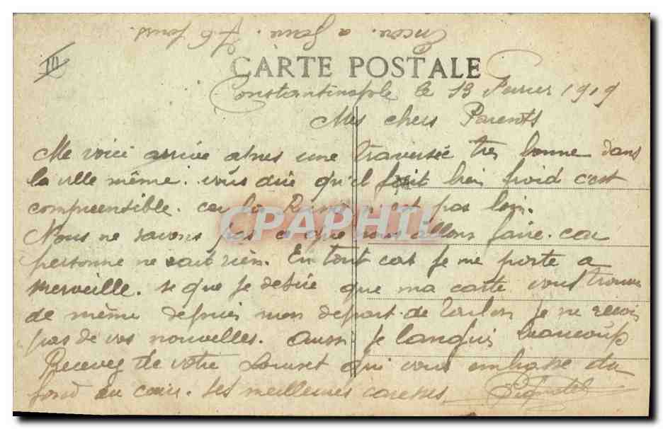 Cuirassé VERGNIAUD — Marine de Guerre — L.R. — Verso