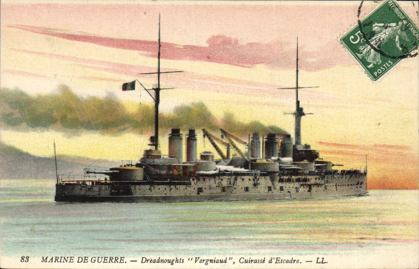 Dreadnought "Vergniaud", Cuirassé d'Escadre — LL. — Marine de Guerre — n°83