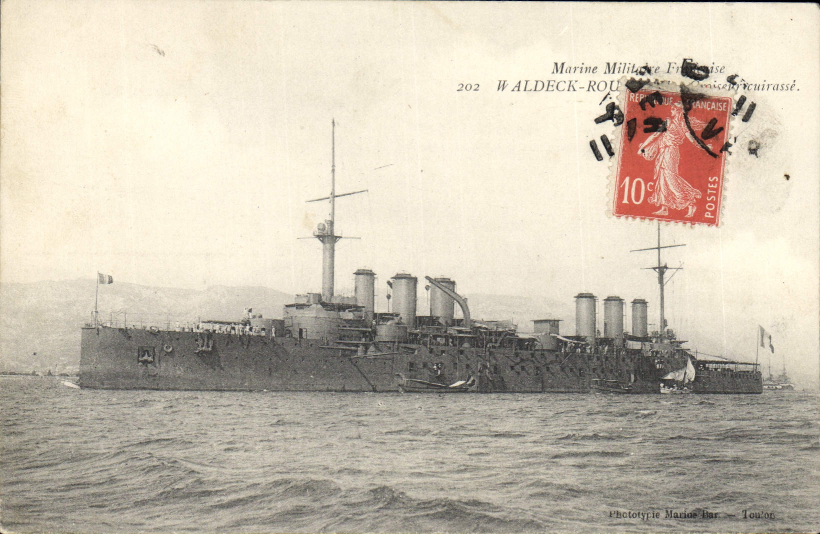 Croiseur cuirassé Waldeck-Rousseau — Marine Militaire Française — Phototypie Marie Bar, Toulon